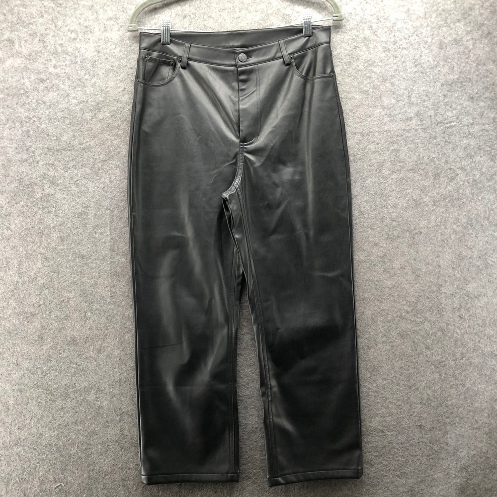 Modern Citizen Faux Leather Crop Pants Womens S Black 10" Rise Straight